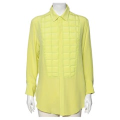 Bottega Veneta Green Silk 
Quilted Plastron Detailed Tuxedo Shirt M