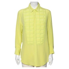 Bottega Veneta Green Silk 
Quilted Plastron Detailed Tuxedo Shirt M