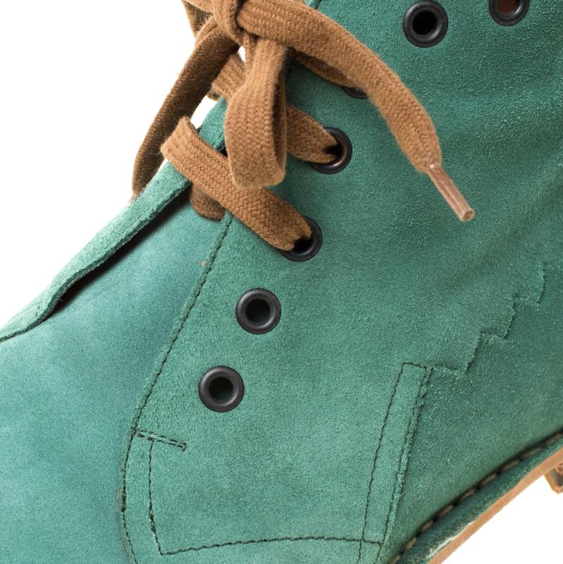 Bottega Veneta Green Suede Lace Up Boots Size 42 1