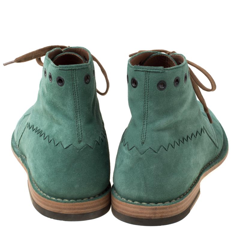 Bottega Veneta Green Suede Lace Up Boots Size 42 2