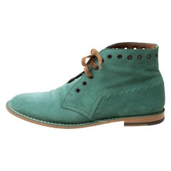 Used Bottega Veneta Green Suede Lace Up Boots Size 42