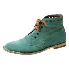 Bottega Veneta Green Suede Lace Up Boots Size 42