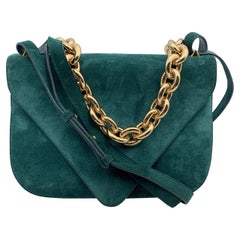 Bottega Veneta Green Suede Mount Medium Envelope Shoulder Bag