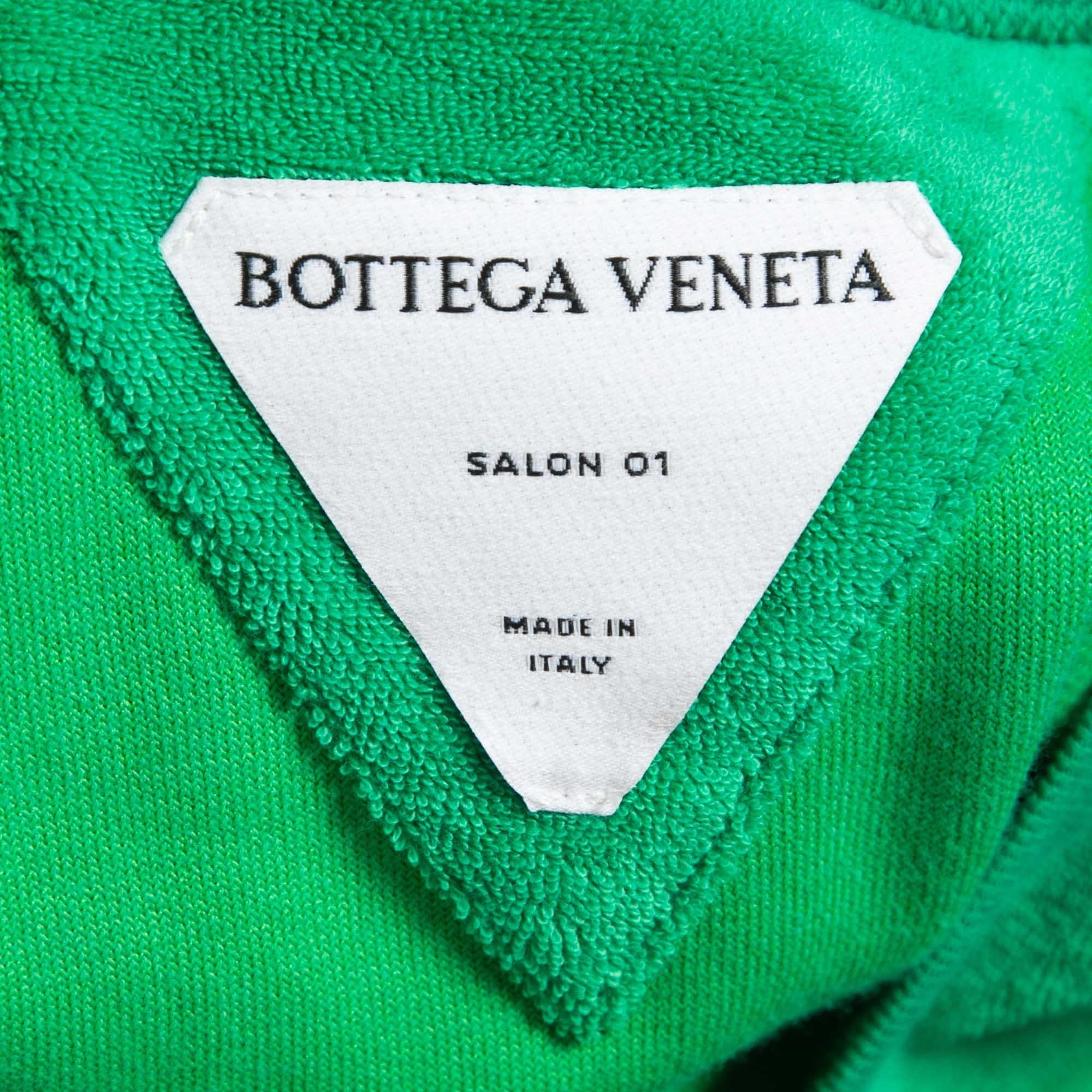Bottega Veneta Green Terry Cotton Crew Neck T-Shirt L In Excellent Condition For Sale In Dubai, Al Qouz 2