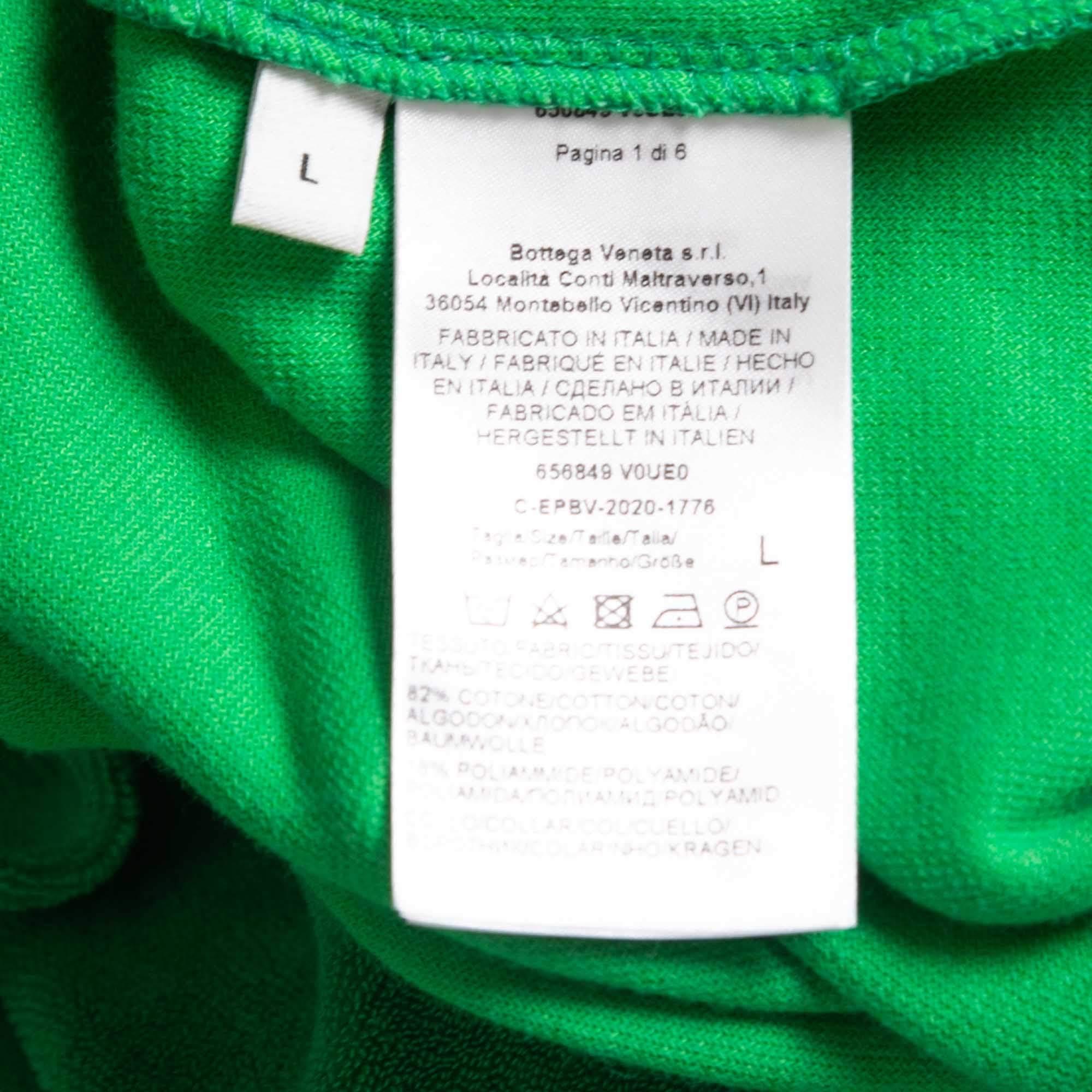 Men's Bottega Veneta Green Terry Cotton Crew Neck T-Shirt L For Sale