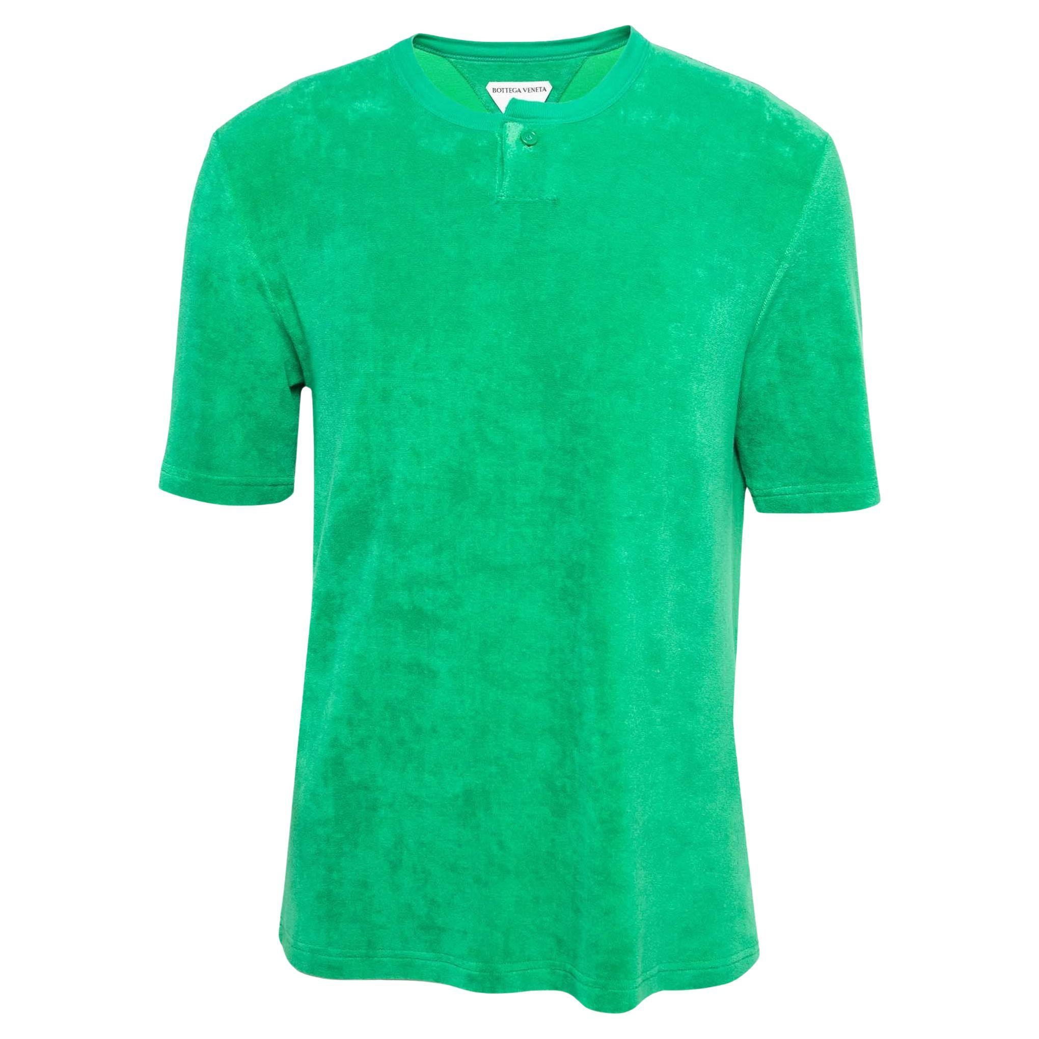 Bottega Veneta Green Terry Cotton Crew Neck T-Shirt L For Sale