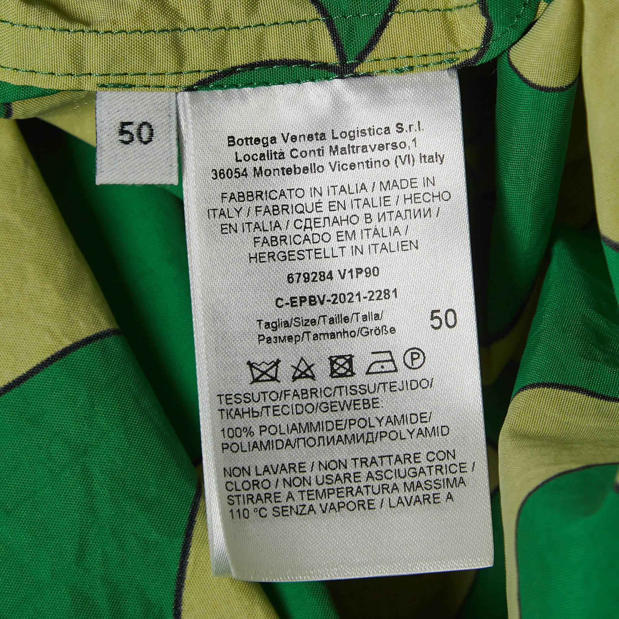 Bottega Veneta Green/Yellow Printed Nylon Bowling Shirt L In Good Condition For Sale In Dubai, Al Qouz 2
