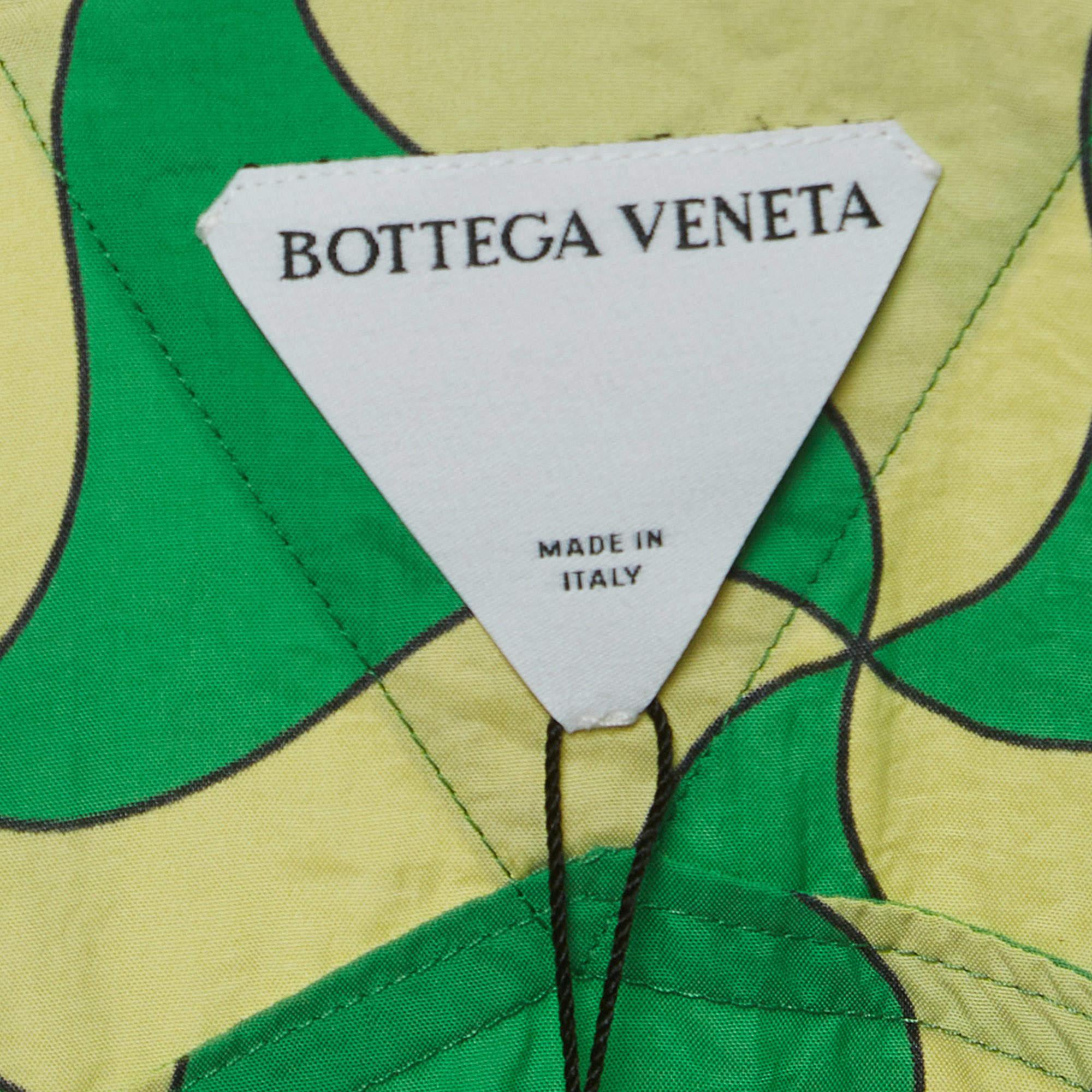 Men's Bottega Veneta Green/Yellow Printed Nylon Bowling Shirt L For Sale