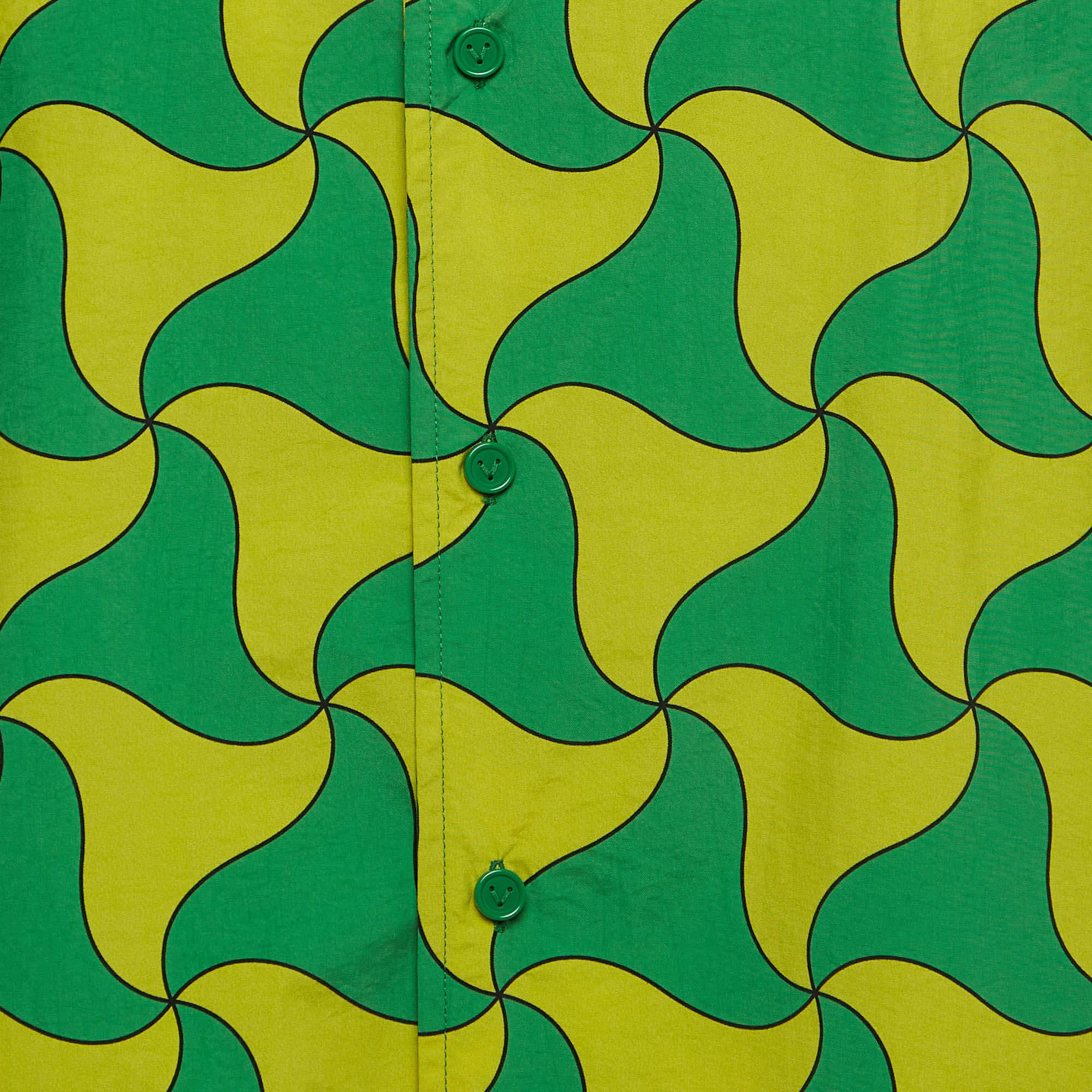Chemise de bowling Bottega Veneta imprimée vert/jaune L Pour hommes en vente