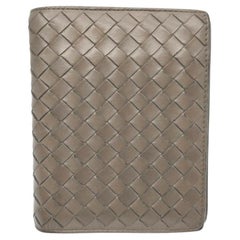 Bottega Veneta Grey-Brown Intrecciato Woven Leather Bifold Wallet 861755