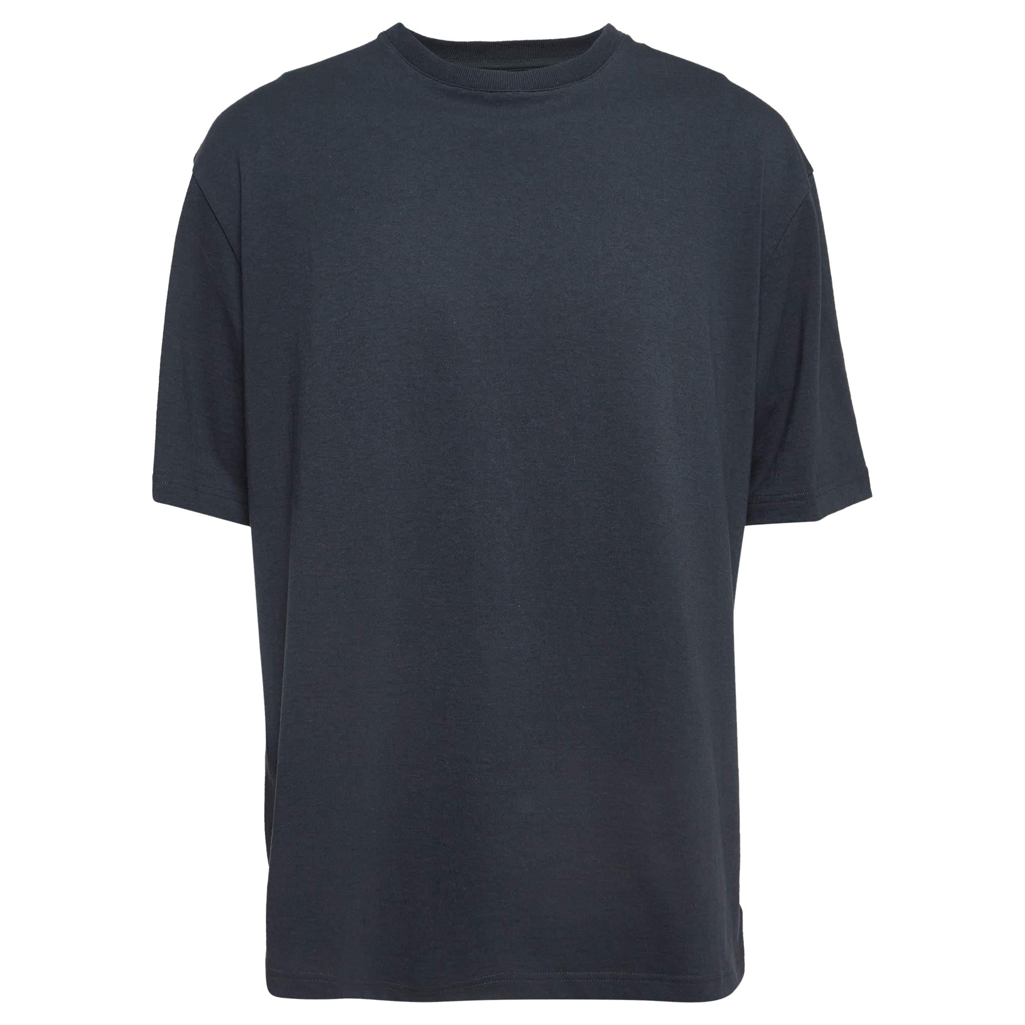 Bottega Veneta Graues T-Shirt mit Rundhalsausschnitt aus Baumwolle L