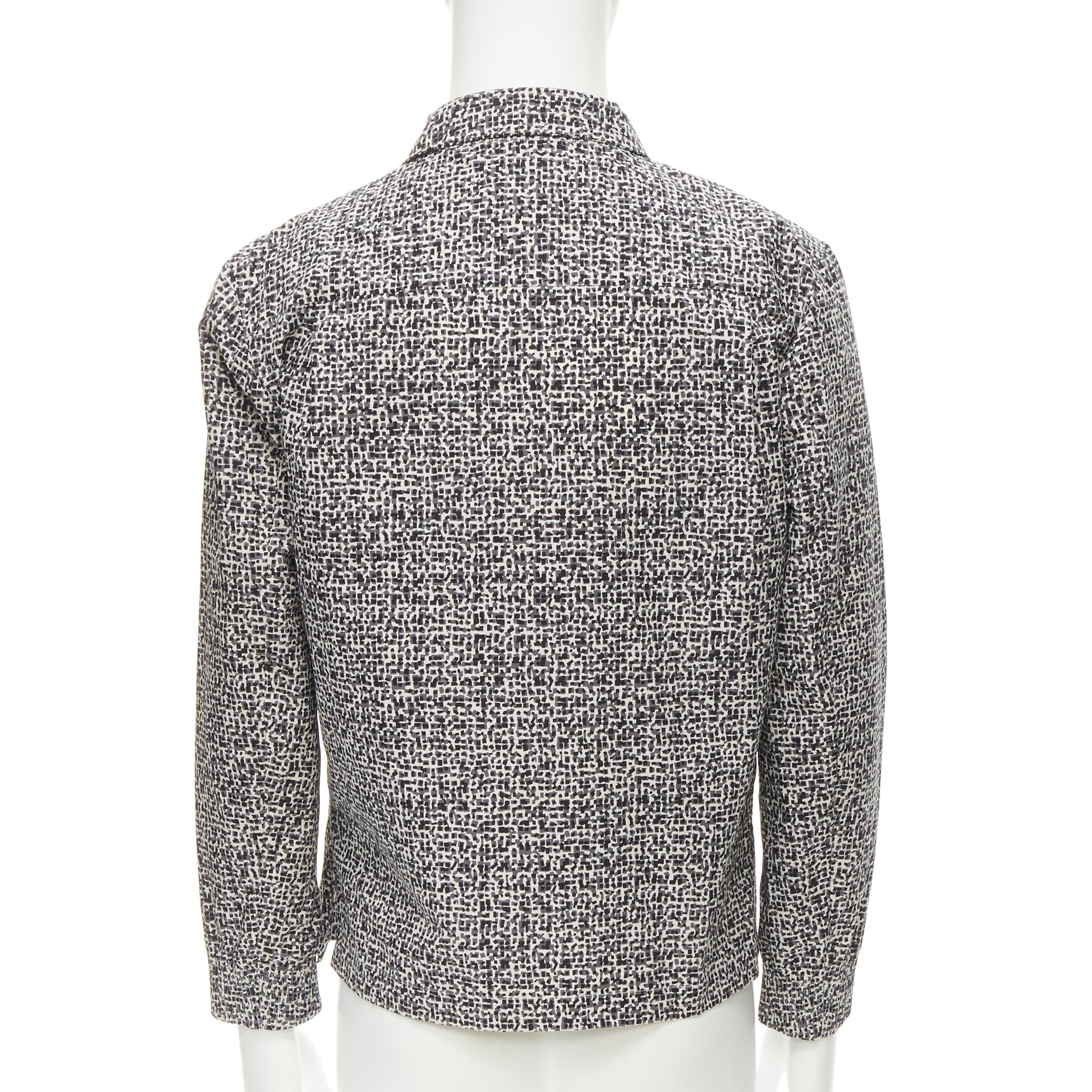 Women's BOTTEGA VENETA grey geometric print Intrecciato zip front cotton jacket EU48 M For Sale