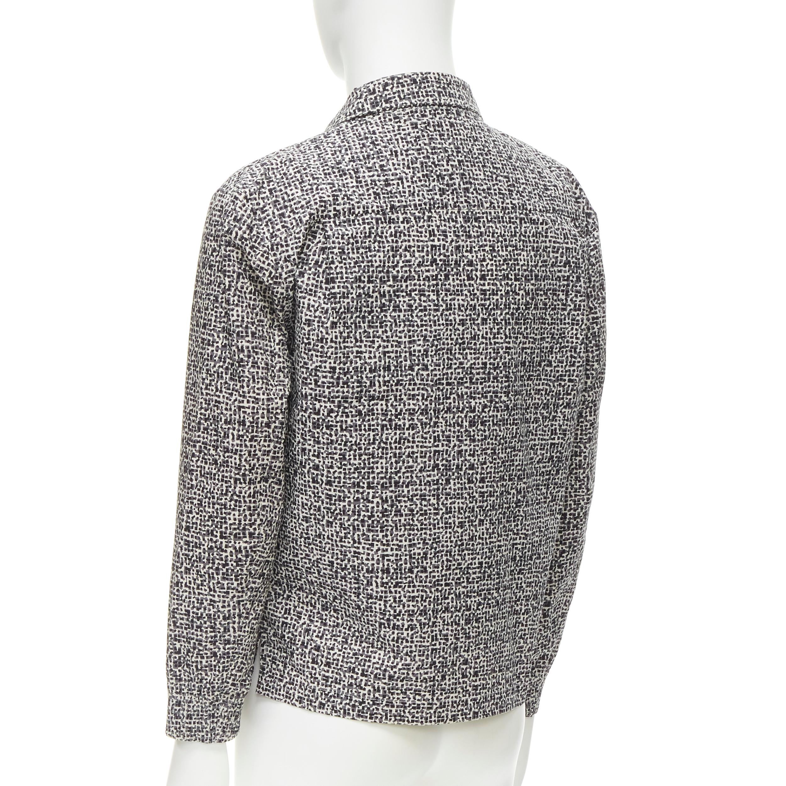 BOTTEGA VENETA grey geometric print Intrecciato zip front cotton jacket EU48 M For Sale 2