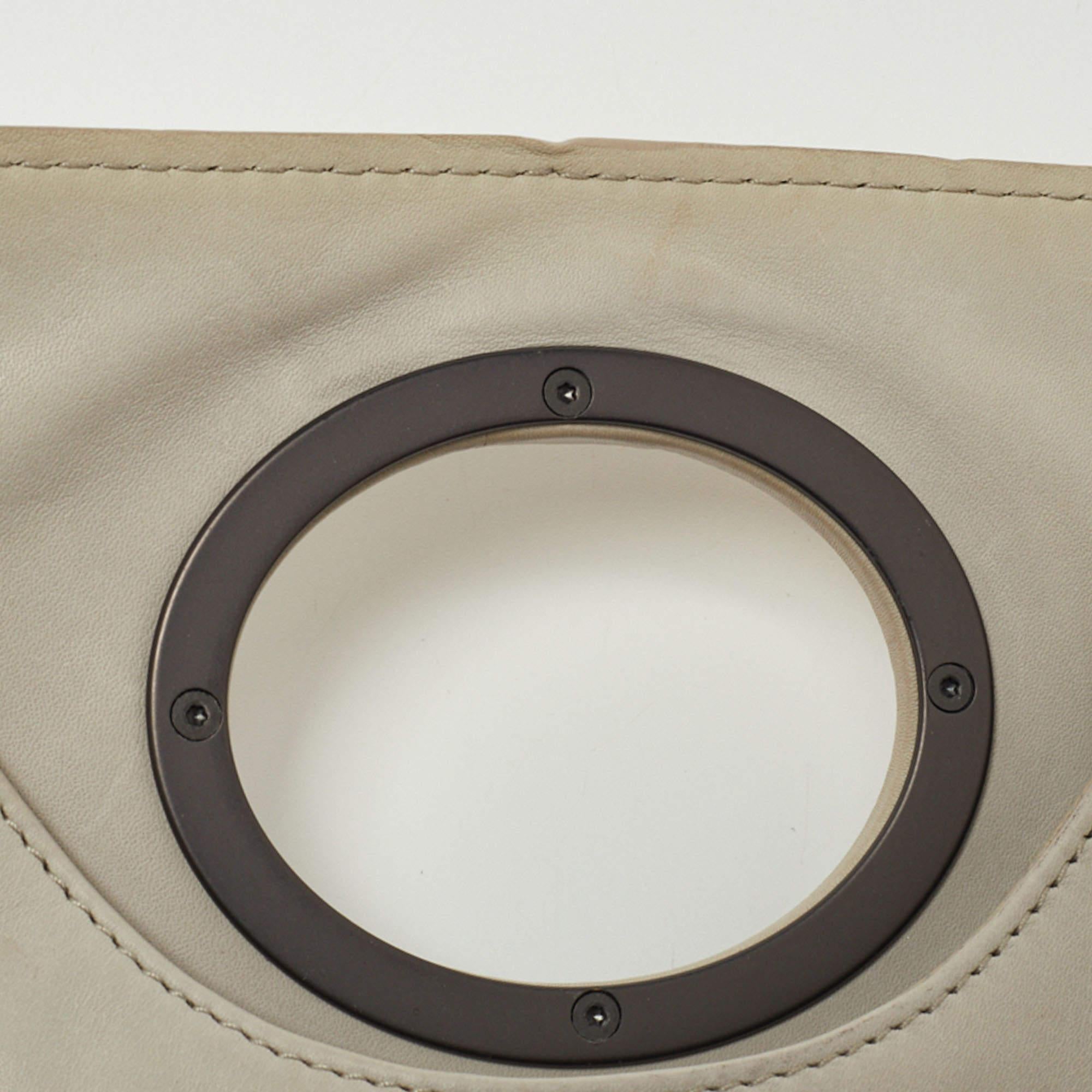 Bottega Veneta Grey/Gold Leather Twist Lock Flap Clutch 2