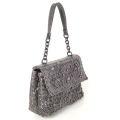 BOTTEGA VENETA grey INTRECCIATO AYERS BABY OLIMPIA Shoulder Bag