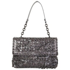 BOTTEGA VENETA grey INTRECCIATO AYERS BABY OLIMPIA Shoulder Bag