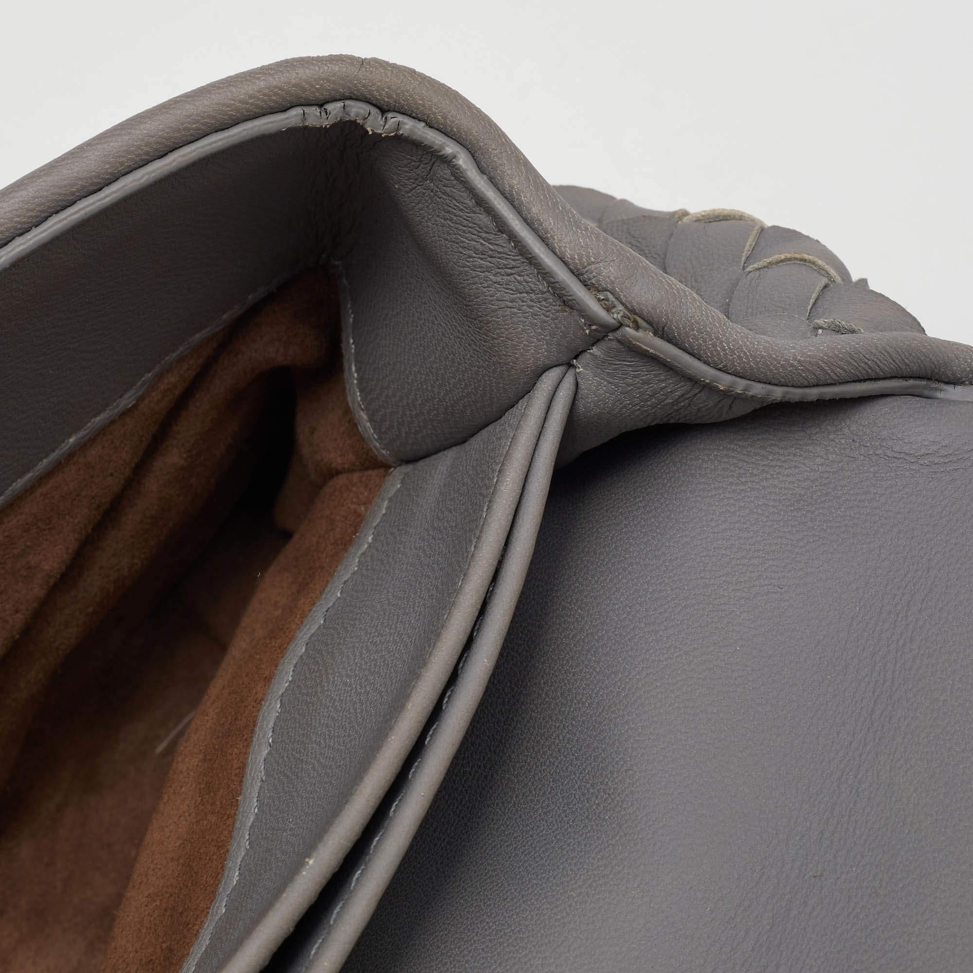 Bottega Veneta Grey Intrecciato Leather Baby Olimpia Shoulder Bag 6