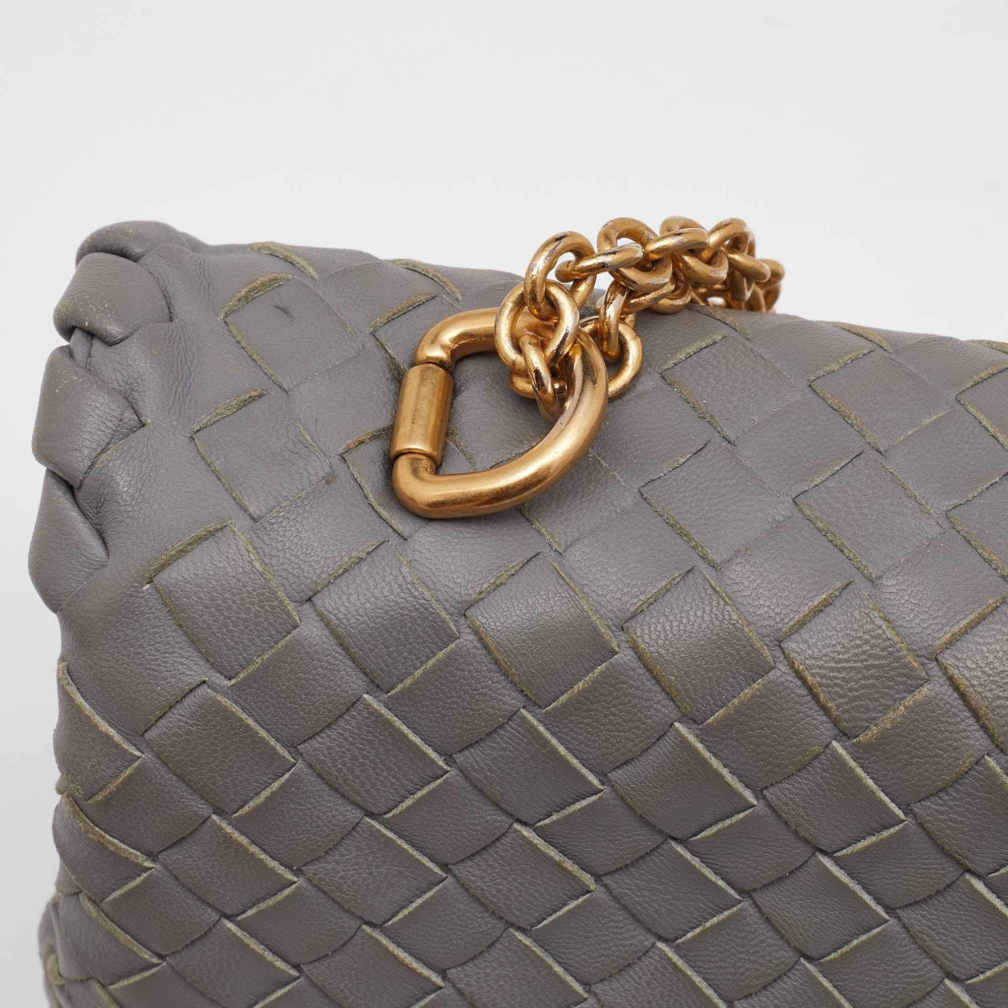 Bottega Veneta Grey Intrecciato Leather Baby Olimpia Shoulder Bag 1