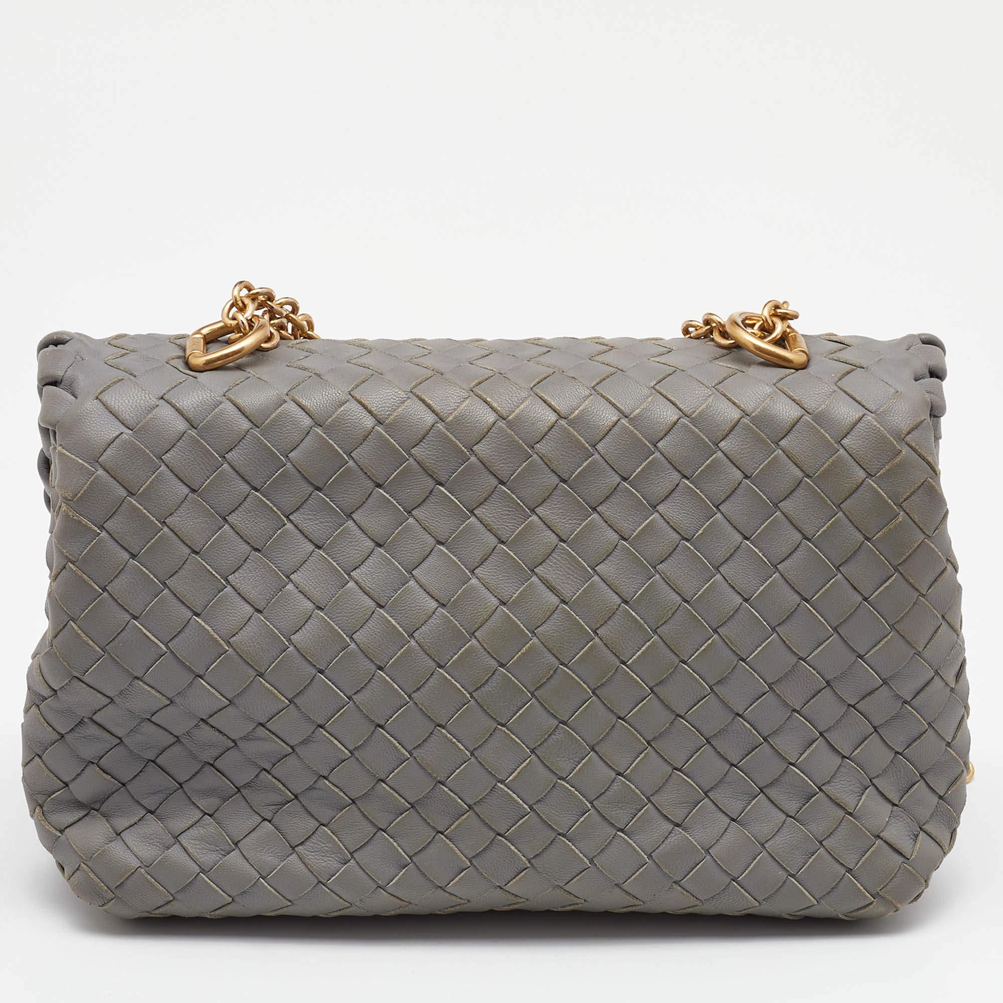 Bottega Veneta Grey Intrecciato Leather Baby Olimpia Shoulder Bag 2