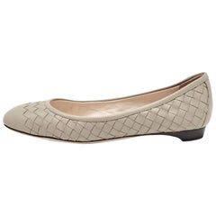 Bottega Veneta Grey Intrecciato Leather Ballet Flats Size 36