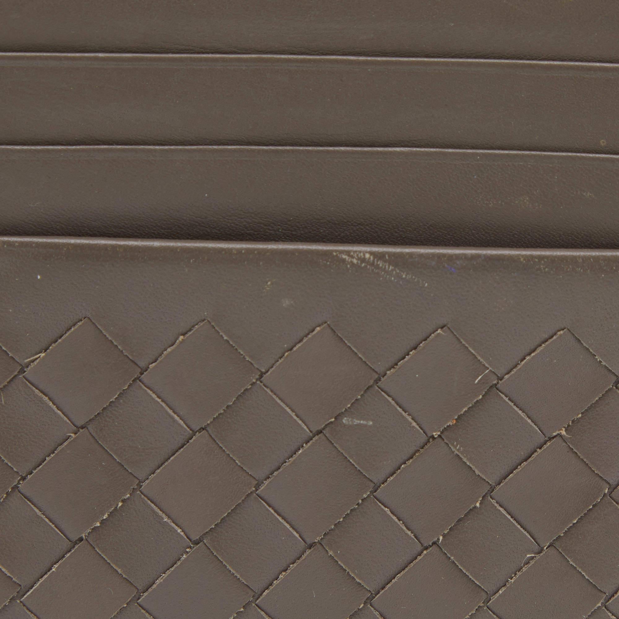 Women's Bottega Veneta Grey Intrecciato Leather Card Holder