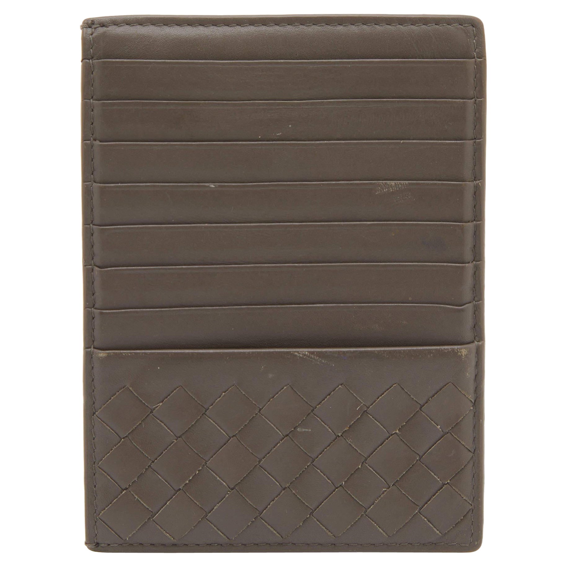 Bottega Veneta Grey Intrecciato Leather Card Holder