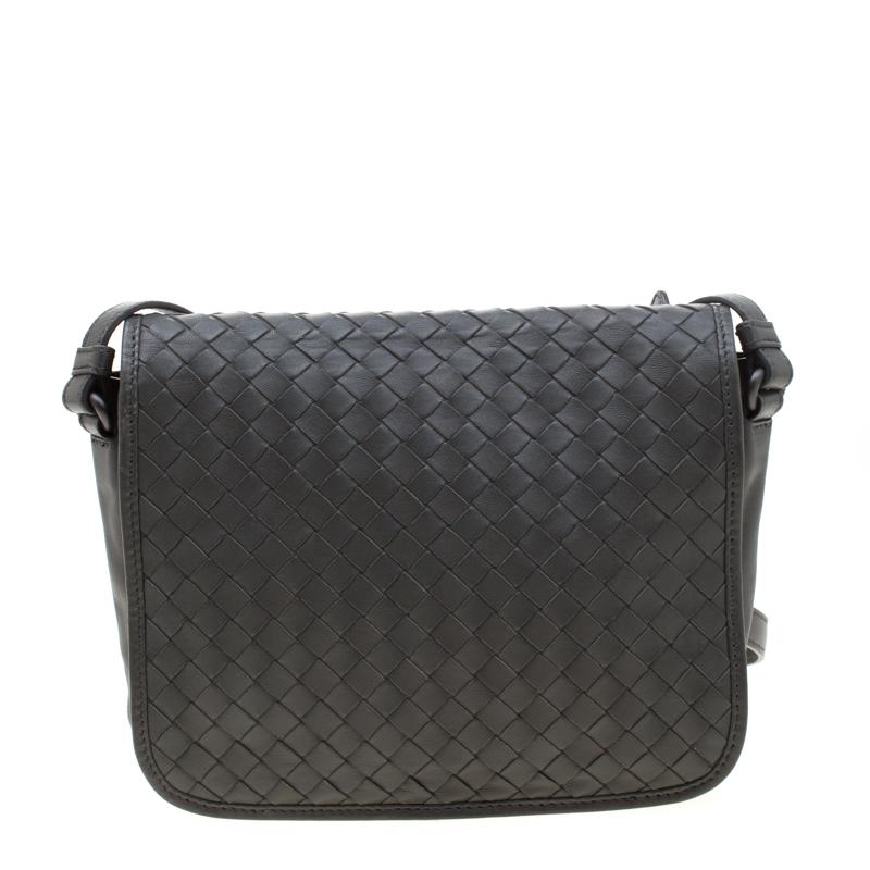Bottega Veneta Grey Intrecciato Leather Crossbody Bag 1