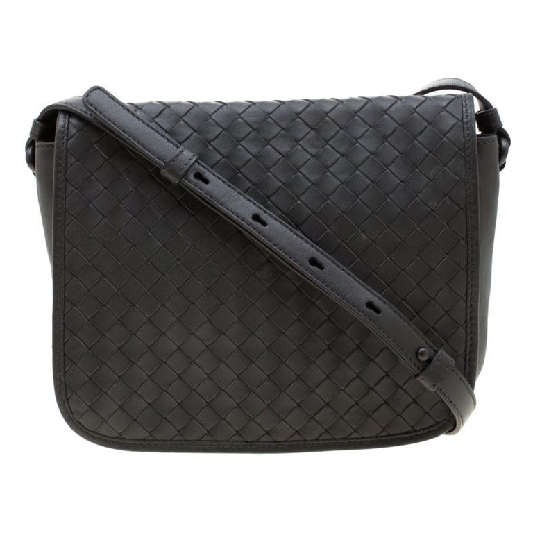 Bottega Veneta Grey Intrecciato Leather Crossbody Bag at 1stDibs
