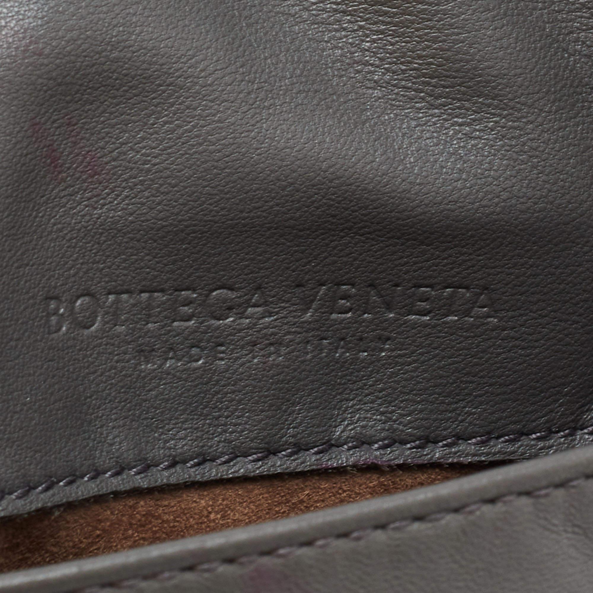 Bottega Veneta Grey Intrecciato Leather Flap Chain Crossbody Bag 12