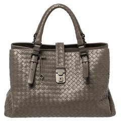 Bottega Veneta Grey Intrecciato Leather Large Roma Tote