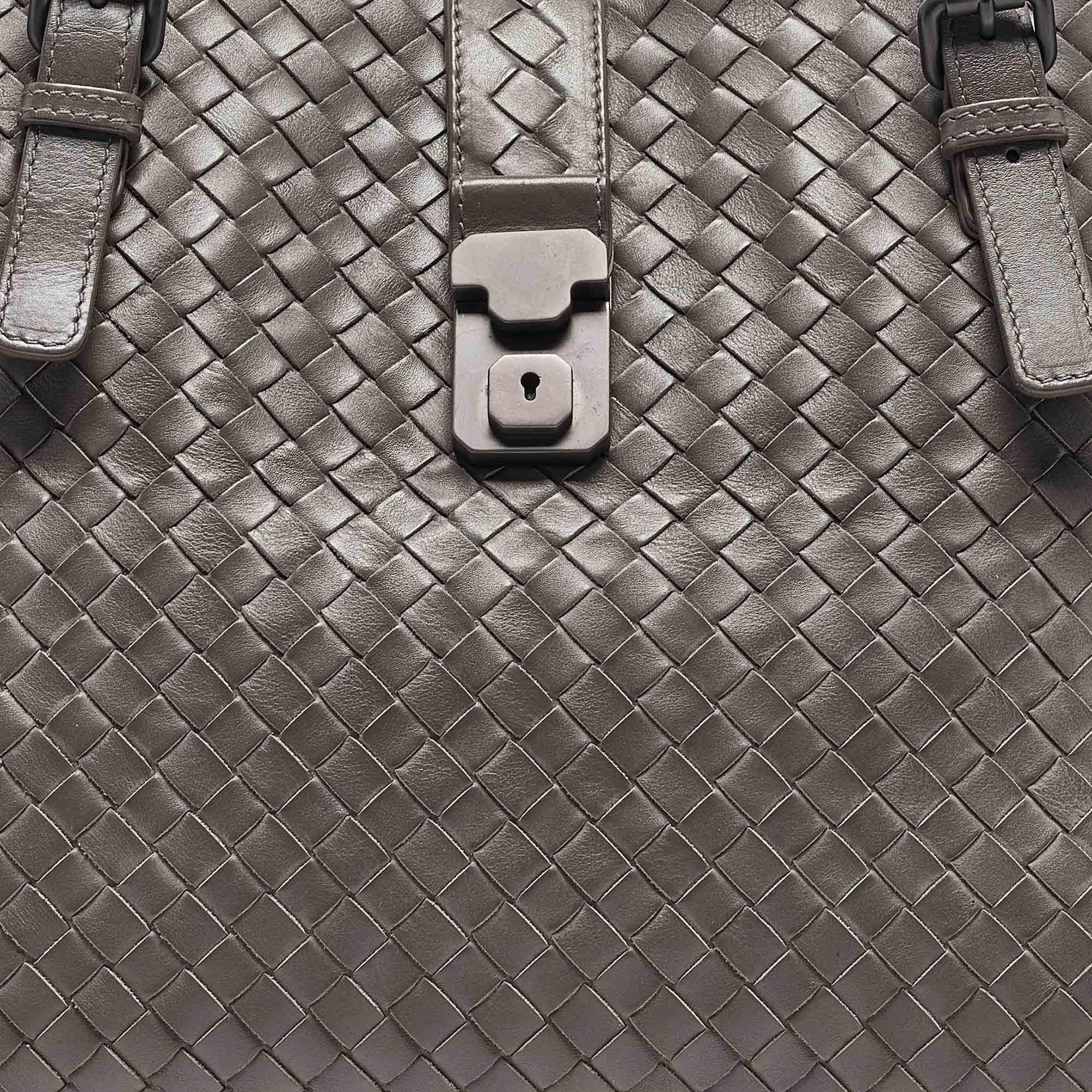 Bottega Veneta Grey Intrecciato Leather Medium Roma Tote 1