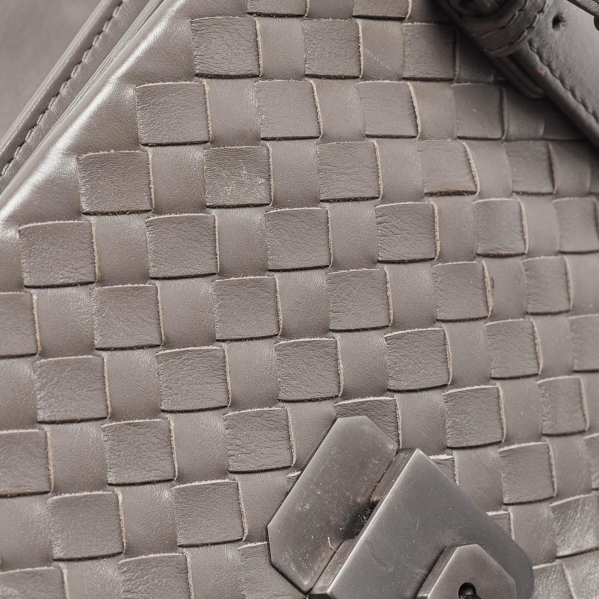 Bottega Veneta Grey Intrecciato Leather Medium Roma Tote 2