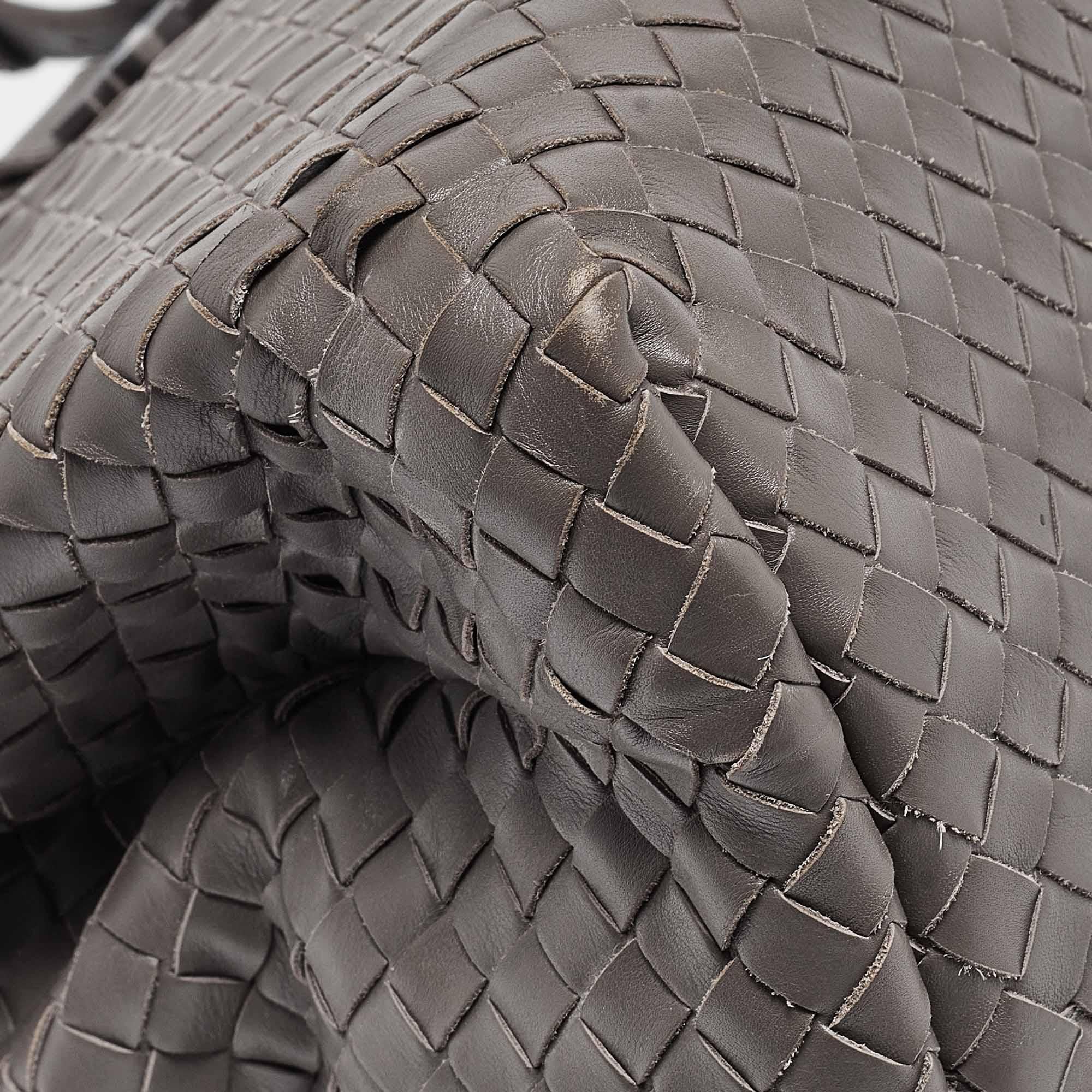 Bottega Veneta Grey Intrecciato Leather Medium Roma Tote 4