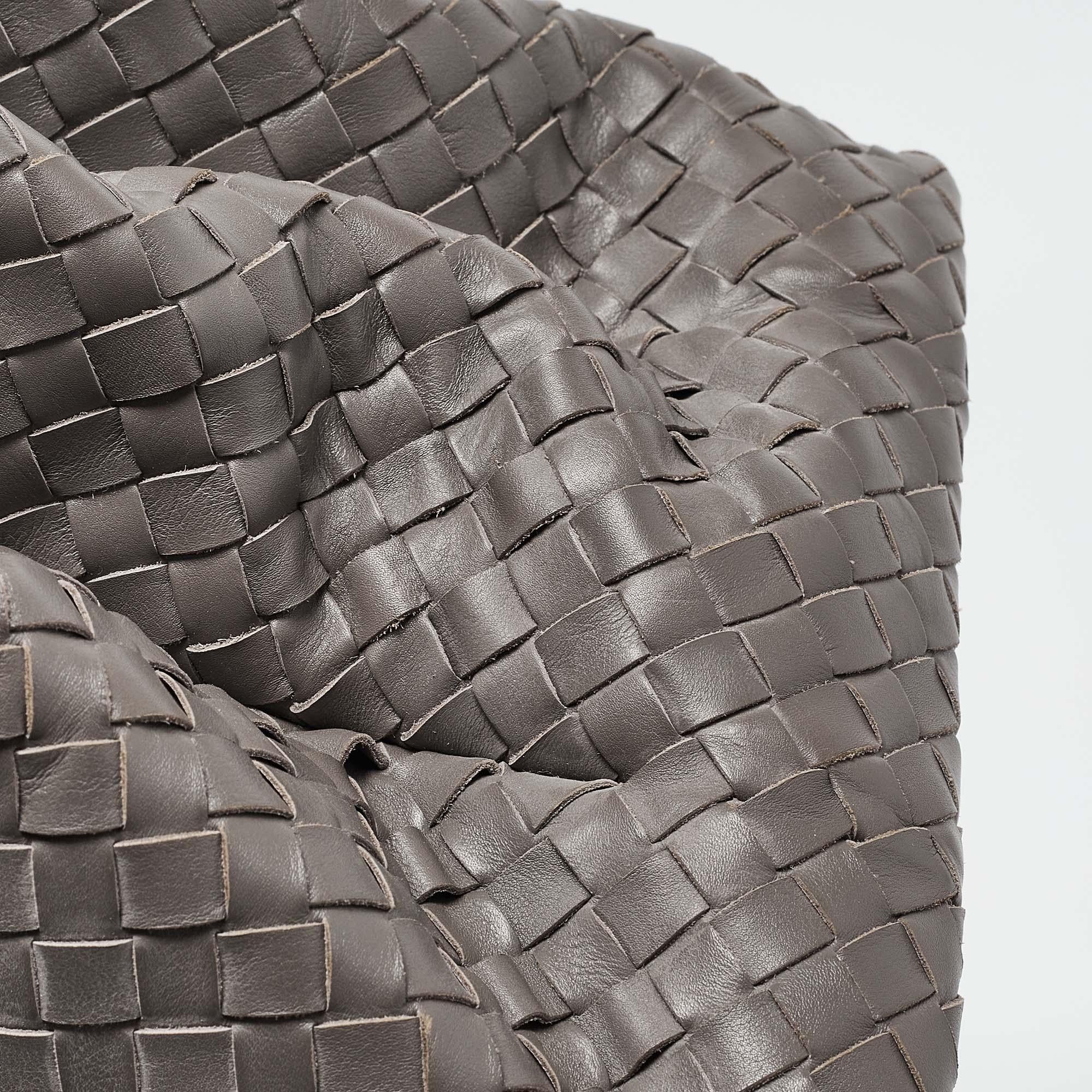 Bottega Veneta Grey Intrecciato Leather Medium Roma Tote 5
