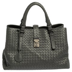 Bottega Veneta Grey Intrecciato Leather Medium Roma Tote