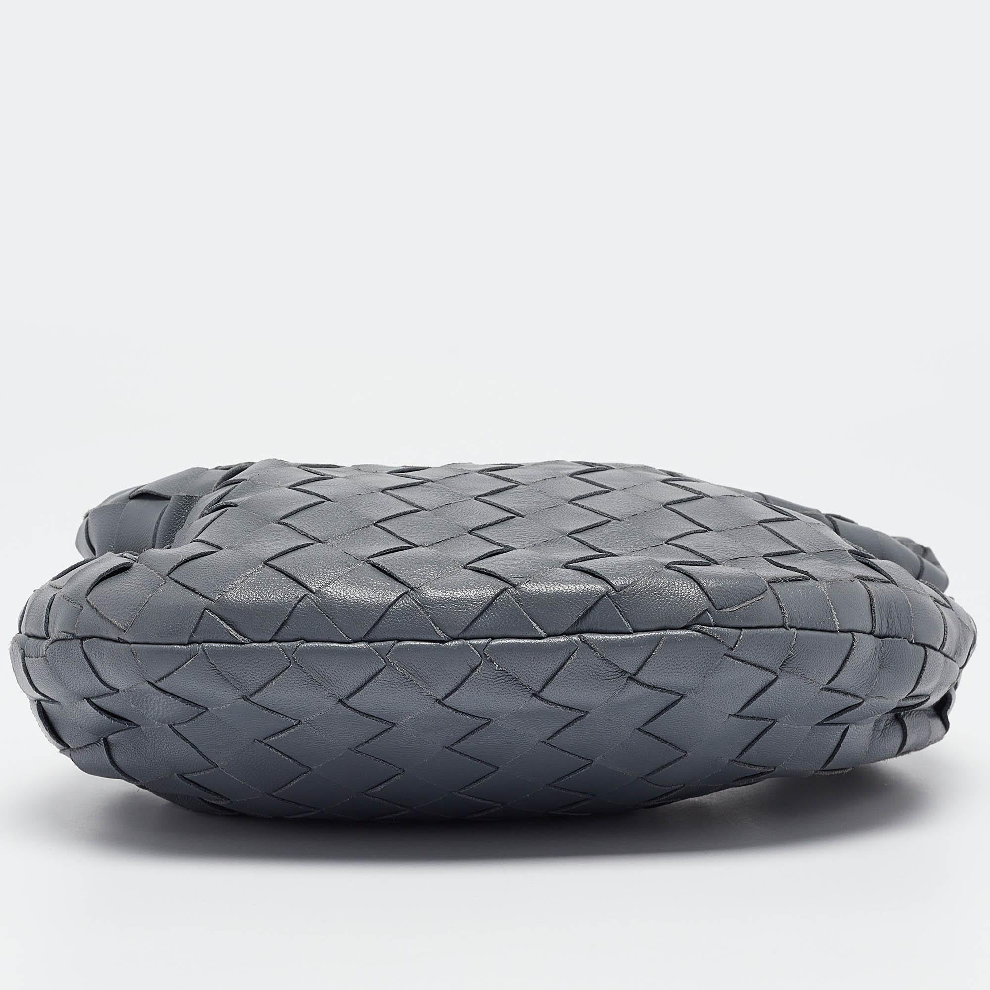 Bottega Veneta Grey Intrecciato Leather Mini Jodie Hobo 2