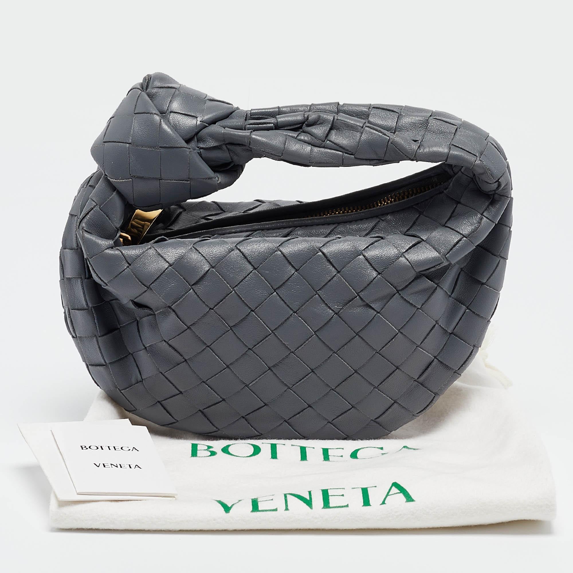 Bottega Veneta Grey Intrecciato Leather Mini Jodie Hobo 5