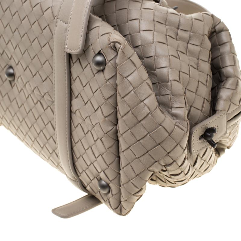 Bottega Veneta Grey Intrecciato Leather Montaigne Satchel 5