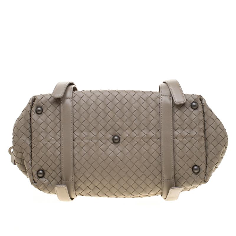 Women's Bottega Veneta Grey Intrecciato Leather Montaigne Satchel