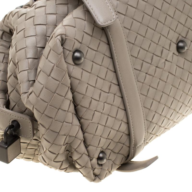 Bottega Veneta Grey Intrecciato Leather Montaigne Satchel 3