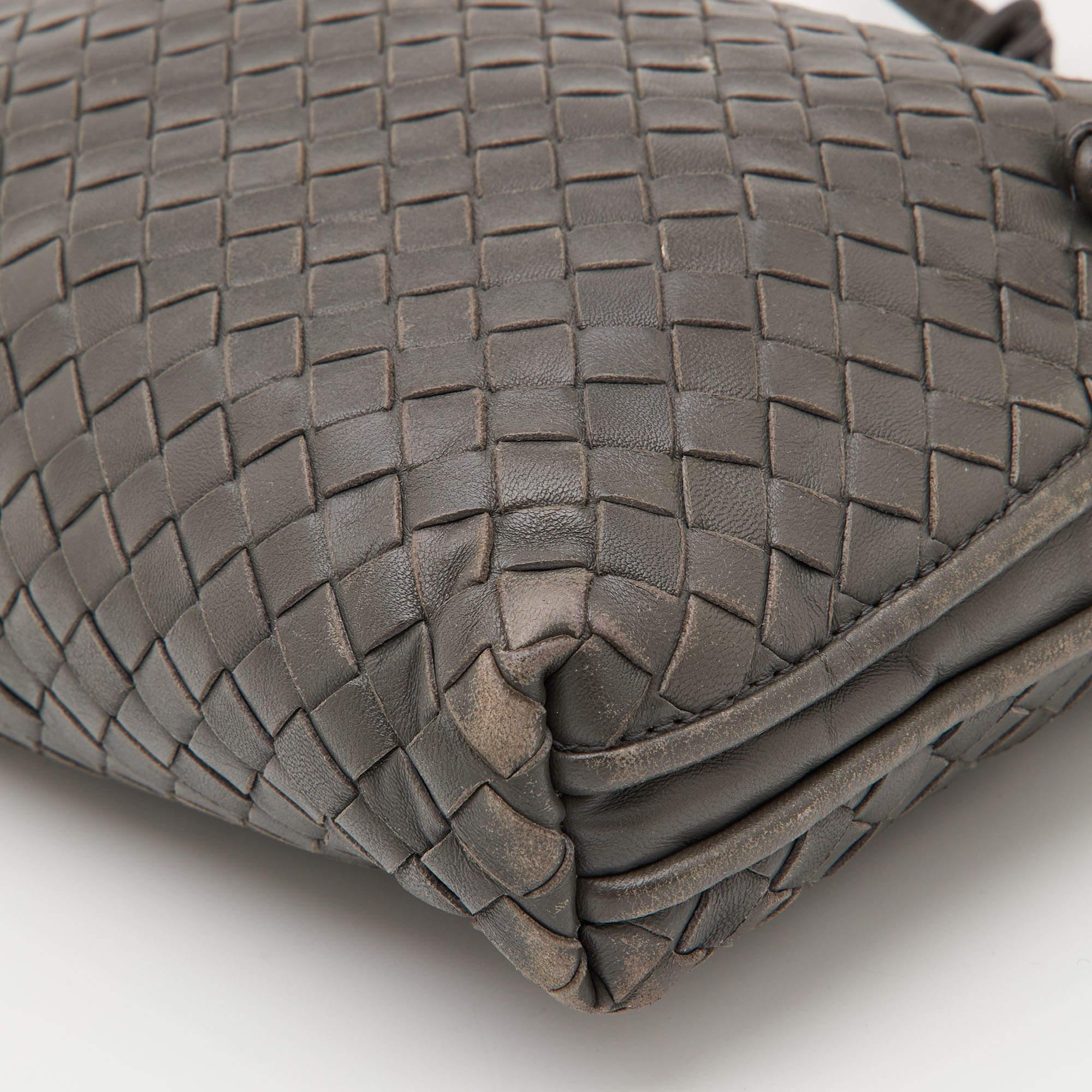 Bottega Veneta Grey Intrecciato Leather Nodini Crossbody Bag 4