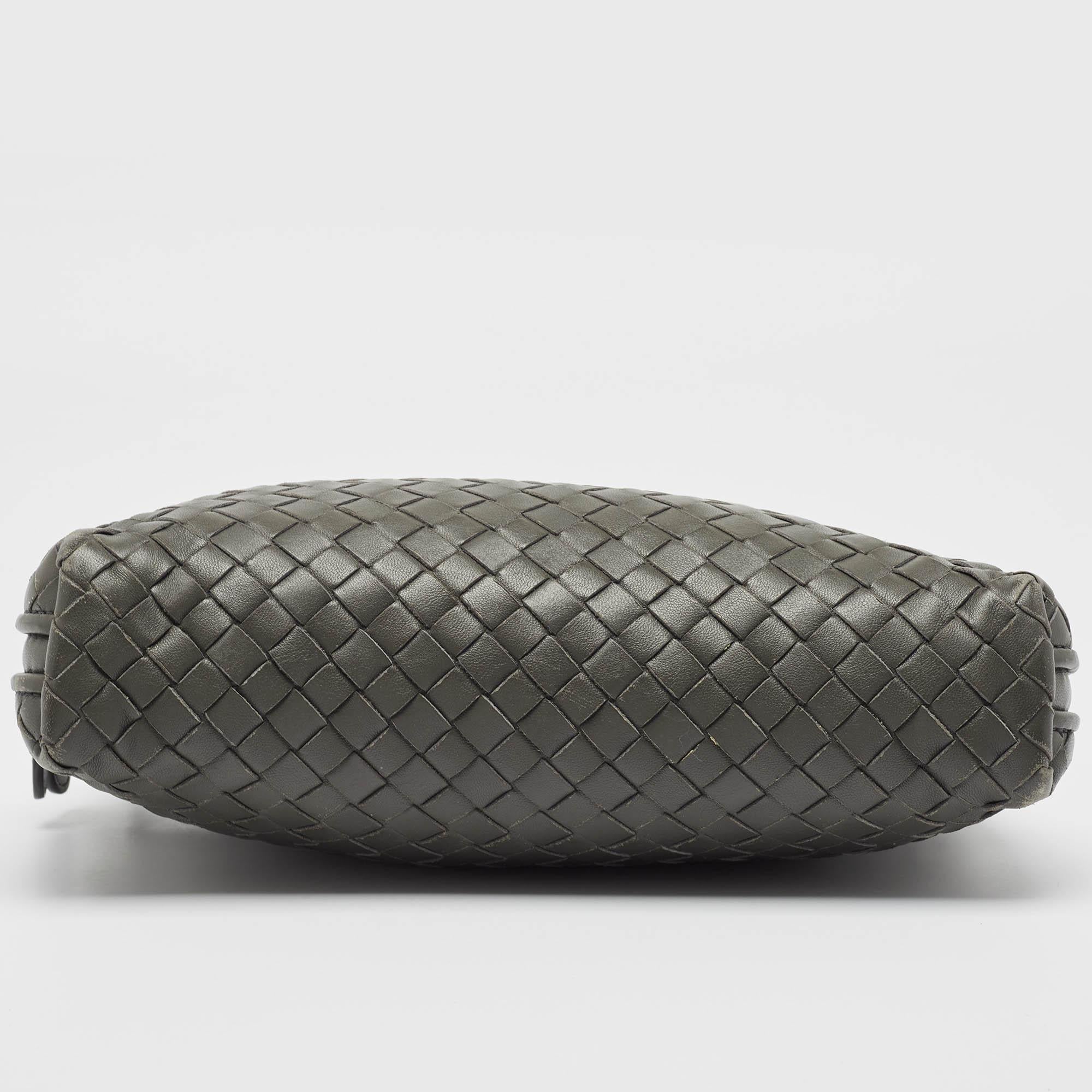 Bottega Veneta Grey Intrecciato Leather Nodini Crossbody Bag 5