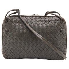 Bottega Veneta Grey Intrecciato Leather Nodini Crossbody Bag