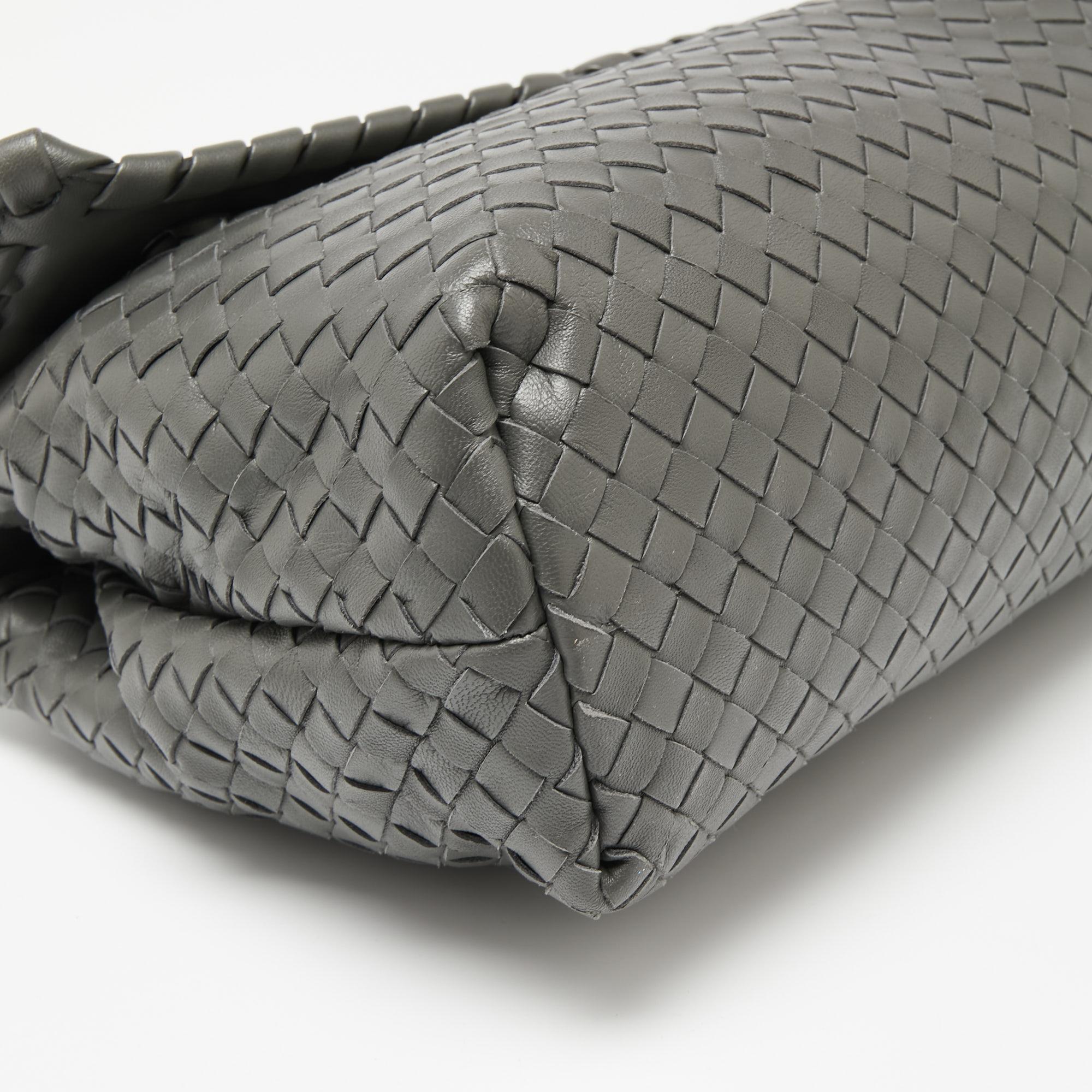 Gray Bottega Veneta Grey Intrecciato Leather Olimpia Bag