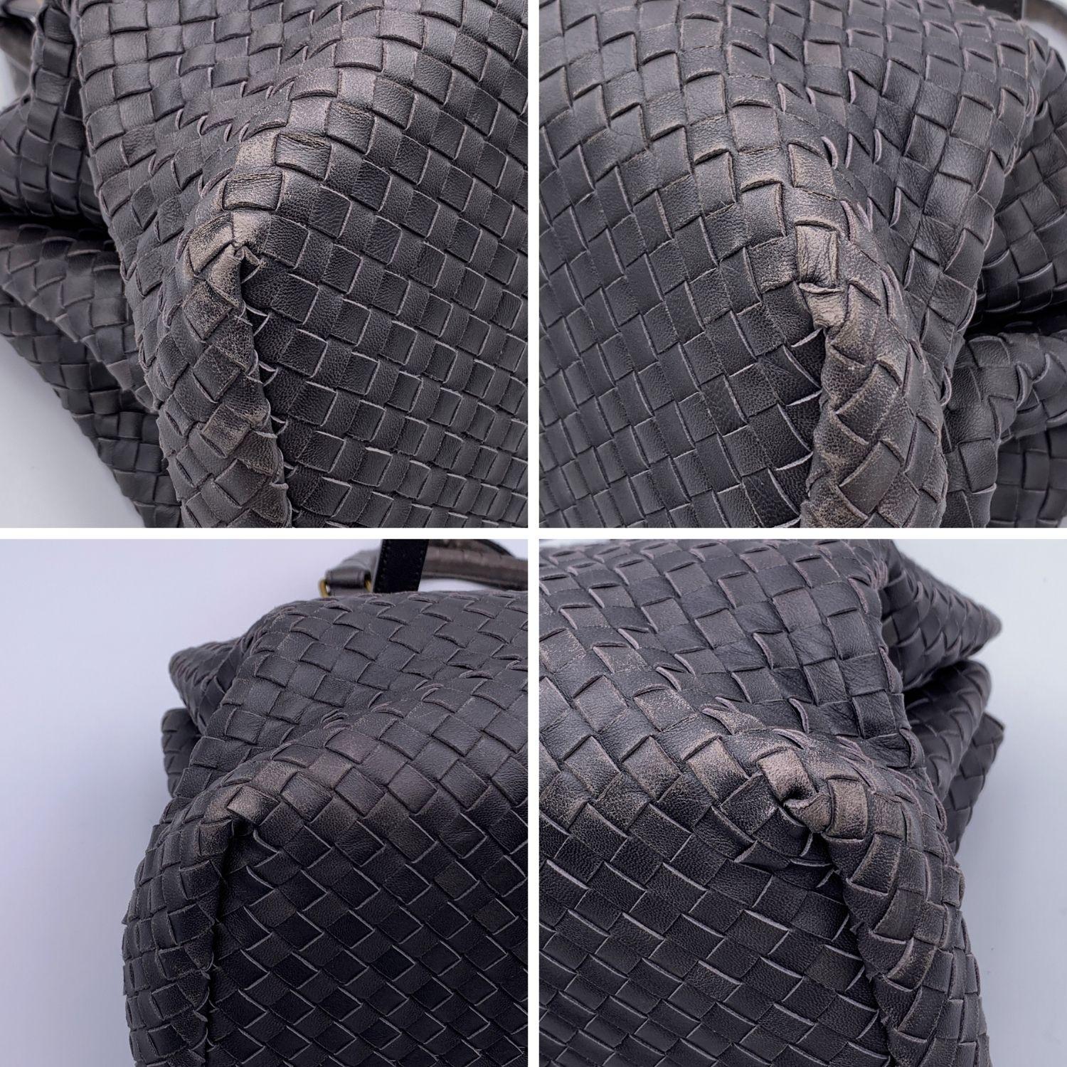 Bottega Veneta Grey Intrecciato Woven Leather Roma Tote Bag 1