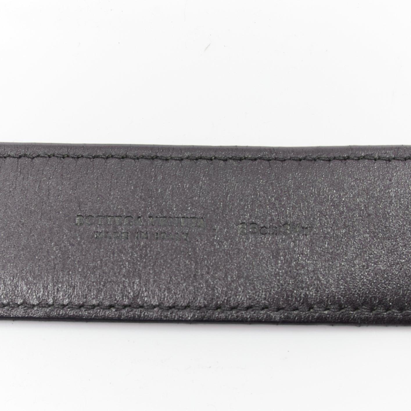 BOTTEGA VENETA grey intrecciato woven soft leather metal eyelet belt 85cm For Sale 4