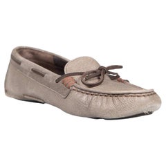 Bottega Veneta Grey Leather Bow Detail Loafers Size IT 38.5