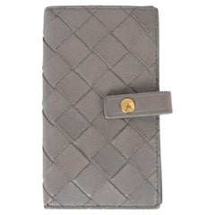 Used BOTTEGA VENETA grey leather INTRECCIATO KEY & CARD Wallet