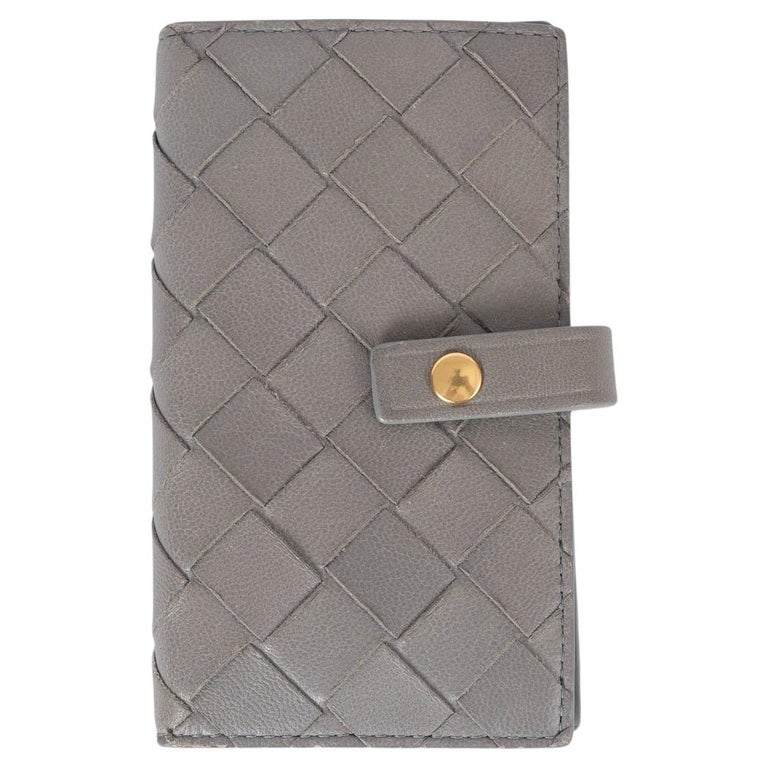 BOTTEGA VENETA grey leather INTRECCIATO KEY and CARD Wallet For
