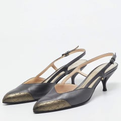 Bottega Veneta Grey Leather Slingback Pumps Size 37.5